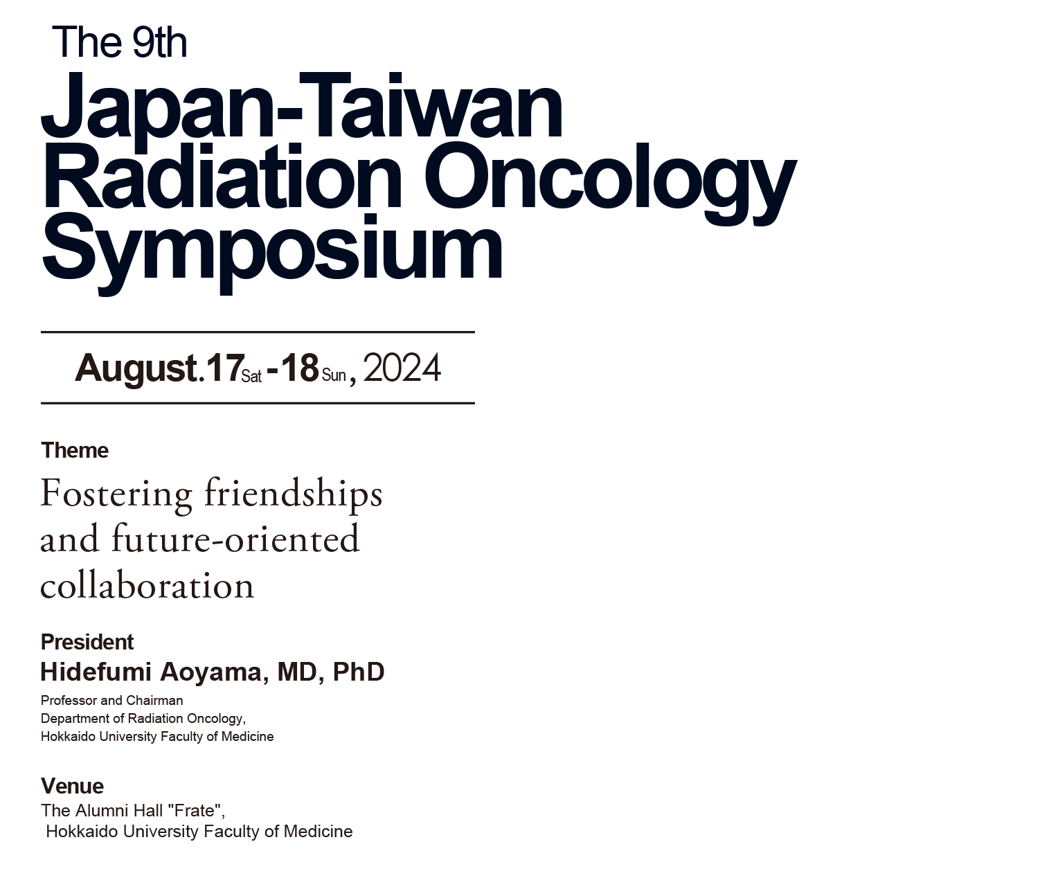 he 9th Japan-Taiwan Radiation Oncology Symposium